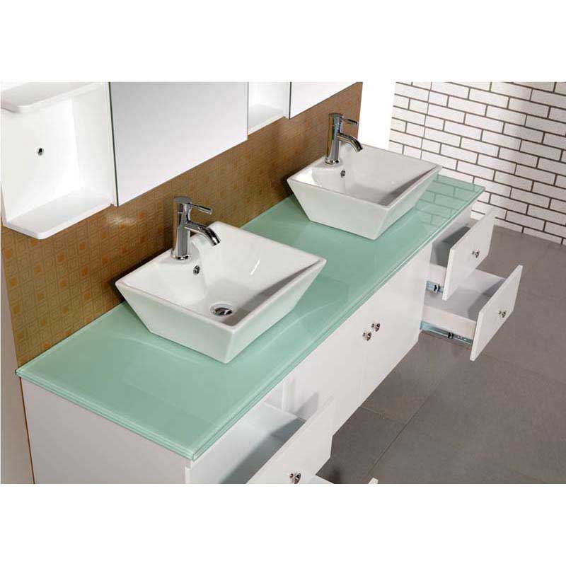 Design Element Portland 72" Double Sink - Wall Mount Vanity Set in White 3