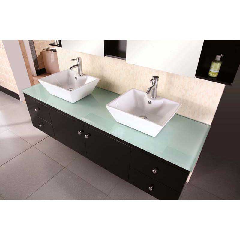 Design Element Portland 72" Double Sink - Wall Mount Vanity Set in Espresso 2