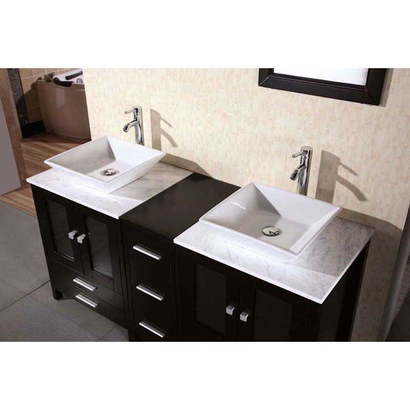 Design Element Arlington 61" Double Sink Vanity Set in Espresso 2