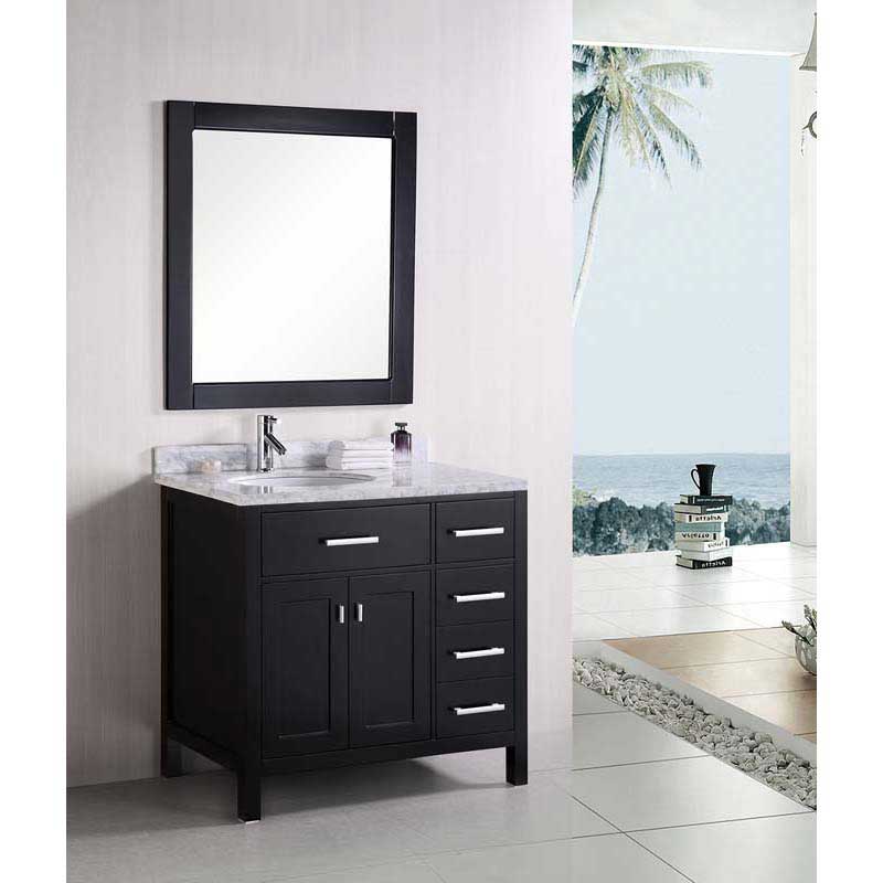 Design Element London 36" Single Sink Vanity Set in Espresso with Drawers on the Right 2
