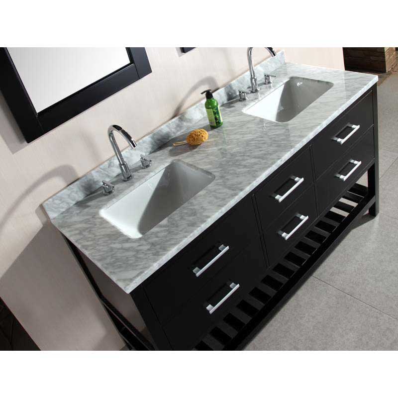 Design Element London 61" Double Sink Vanity Set in Espresso with Open Bottom 6
