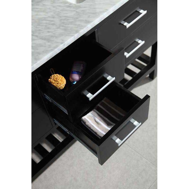 Design Element London 61" Double Sink Vanity Set in Espresso with Open Bottom 5