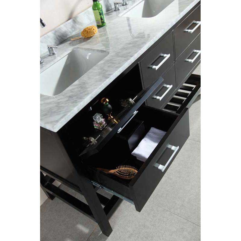 Design Element London 61" Double Sink Vanity Set in Espresso with Open Bottom 2