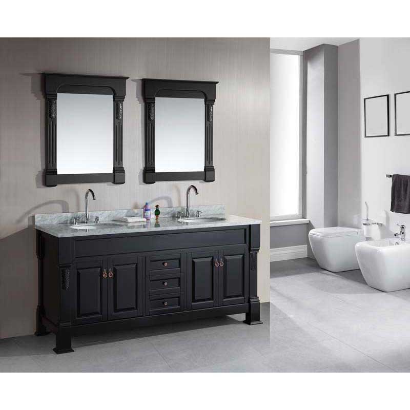 Design Element Marcos 72" Double Sink Vanity Set with Carrara White Marble Countertop in Espresso 2
