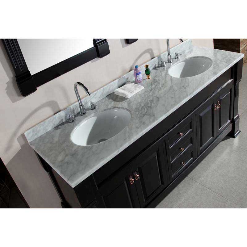 Design Element Marcos 72" Double Sink Vanity Set with Carrara White Marble Countertop in Espresso 3