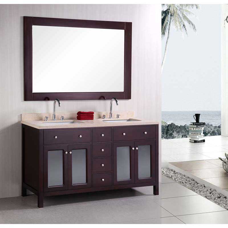 Design Element Venetian 60" Double Sink Vanity Set in Espresso 4