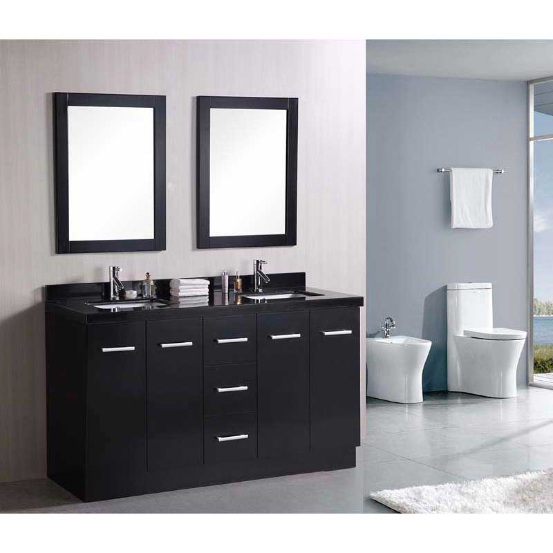 Design Element Cosmo 60" Double Sink Vanity Set in Espresso 2