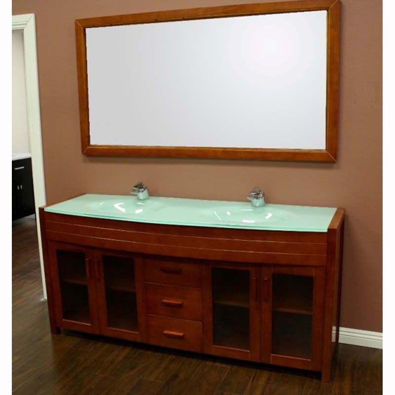 Design Element Waterfall 72" Double Sink Vanity Set in Honey Oak