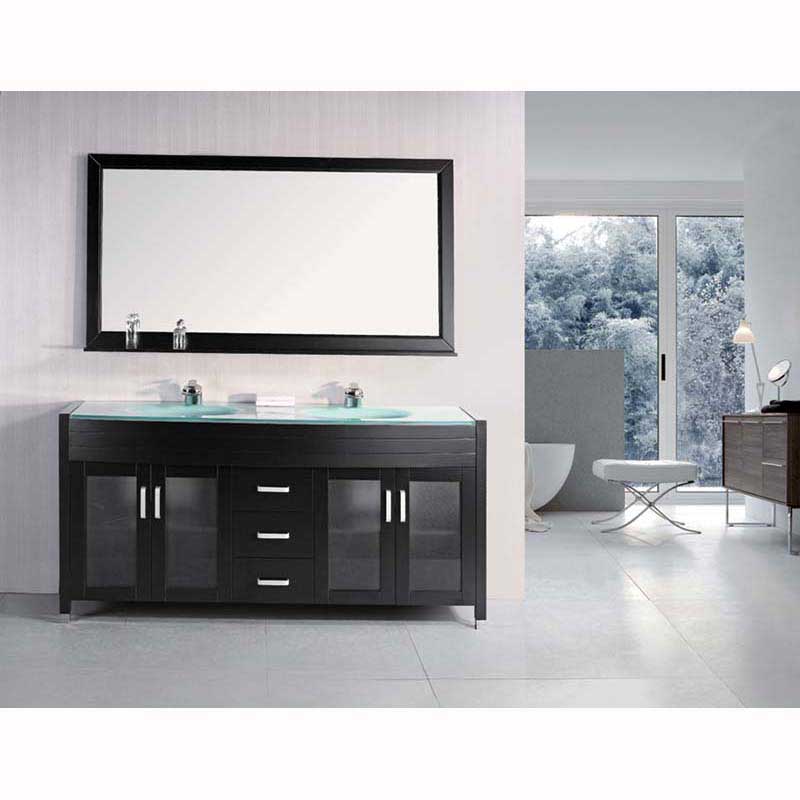 Design Element Waterfall 72" Double Sink Vanity Set in Espresso