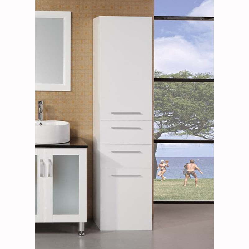Design Element Malibu 66" Linen Cabinet in Pure White
