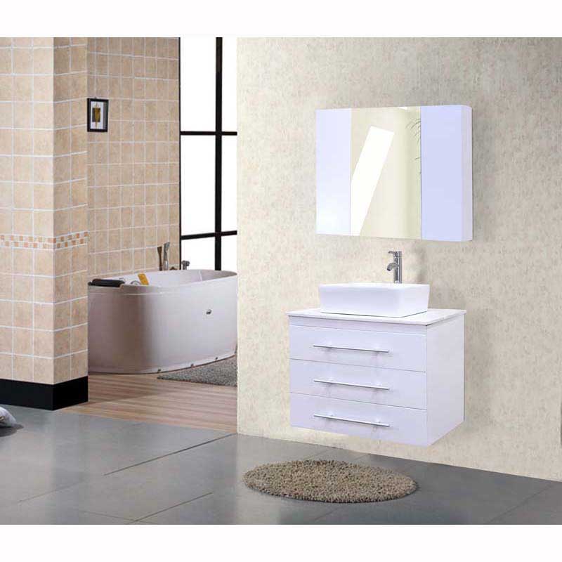 Design Element Portland 30" Single Sink - Wall Mount Vanity Set in White