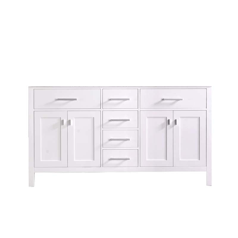 Design Element London 61" Double Sink Base Cabinet in White