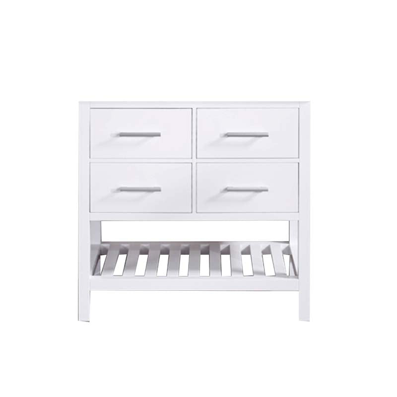 Design Element London 36" Single Sink Base Cabinet in White with Open Bottom