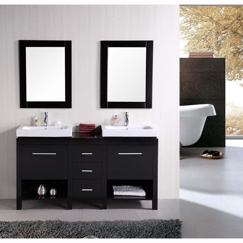Design Element New York 60" Double Sink Vanity Set in Espresso