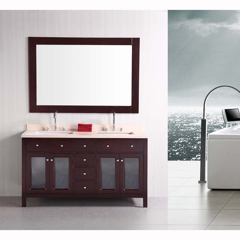 Design Element Venetian 60" Double Sink Vanity Set in Espresso