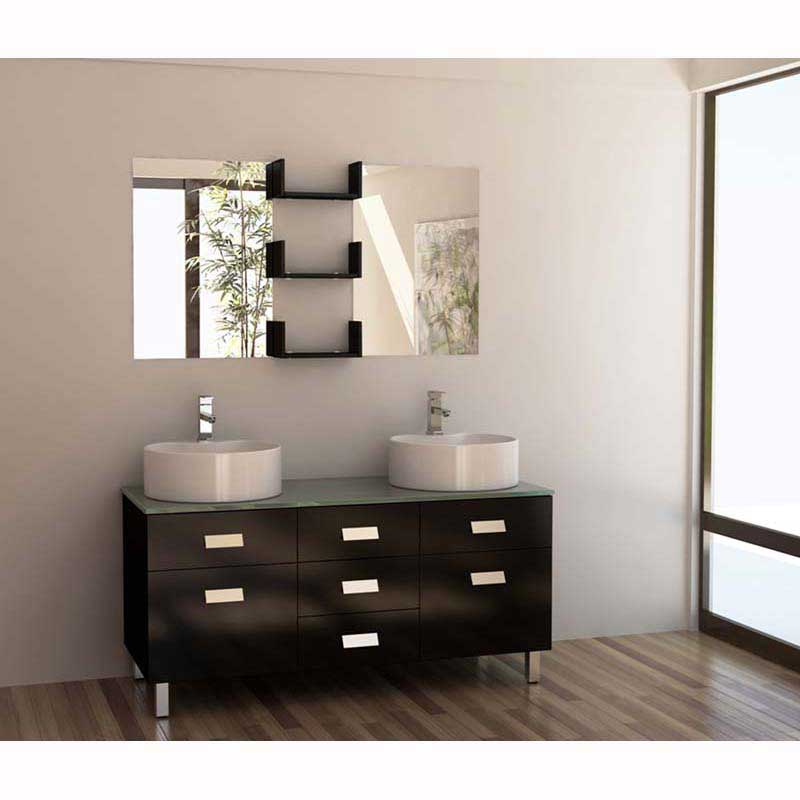 Design Element Wellington 55" Double Sink Vanity Set in Espresso