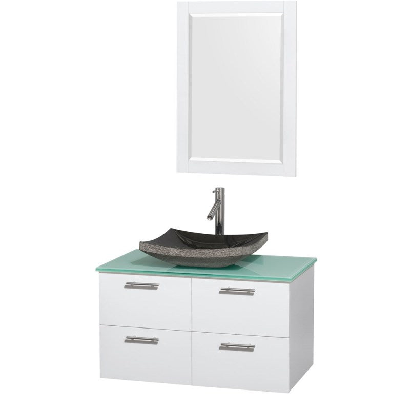 Wyndham Collection Amare 36" Wall-Mounted Bathroom Vanity Set with Vessel Sink - Glossy White WC-R4100-36-WHT 5