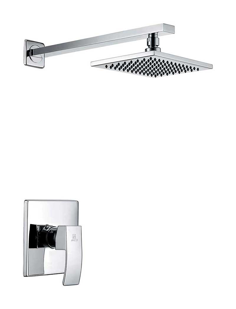 Anzzi Viace Series Single Handle Wall Mounted Showerhead and Bath Faucet Set in Polished Chrome