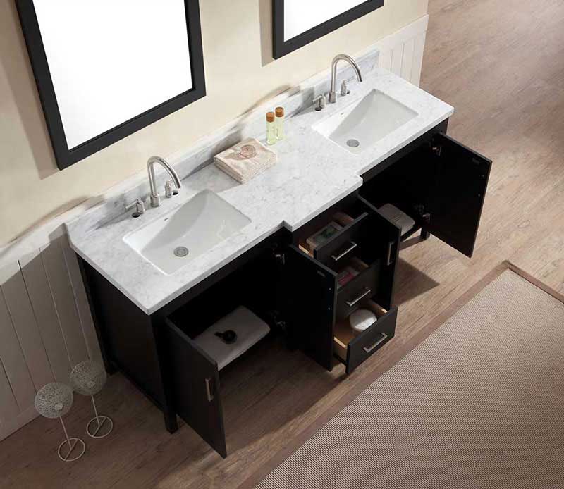 Ariel Bath Hollandale 73" Double Sink Vanity Set in Black 3