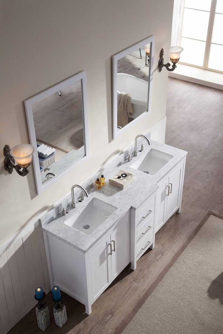 Ariel Hollandale 73" Double Sink Vanity Set in White 3