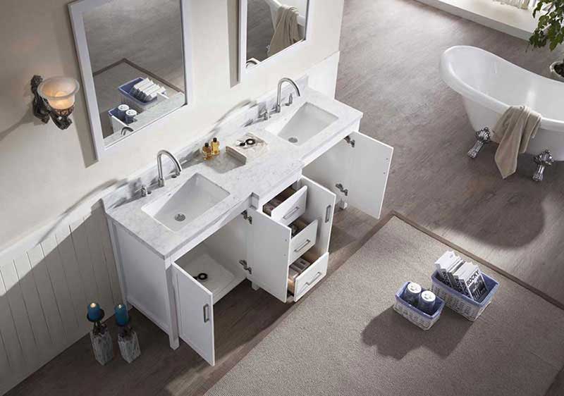 Ariel Hollandale 73" Double Sink Vanity Set in White 5