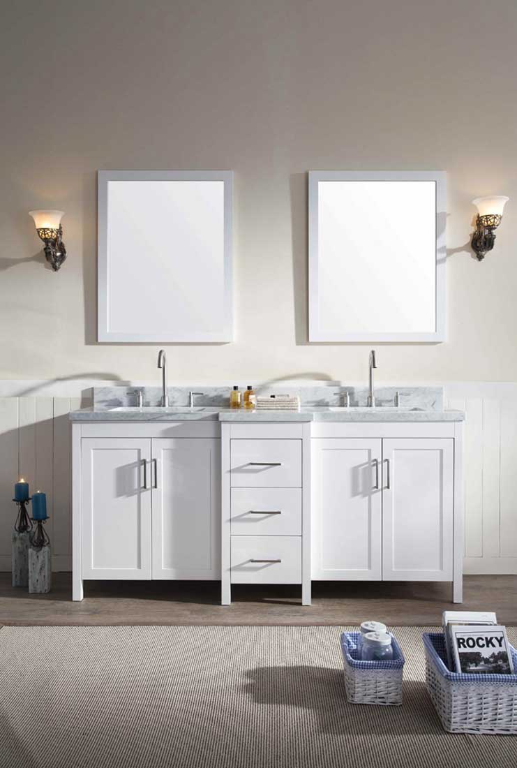Ariel Hollandale 73" Double Sink Vanity Set in White