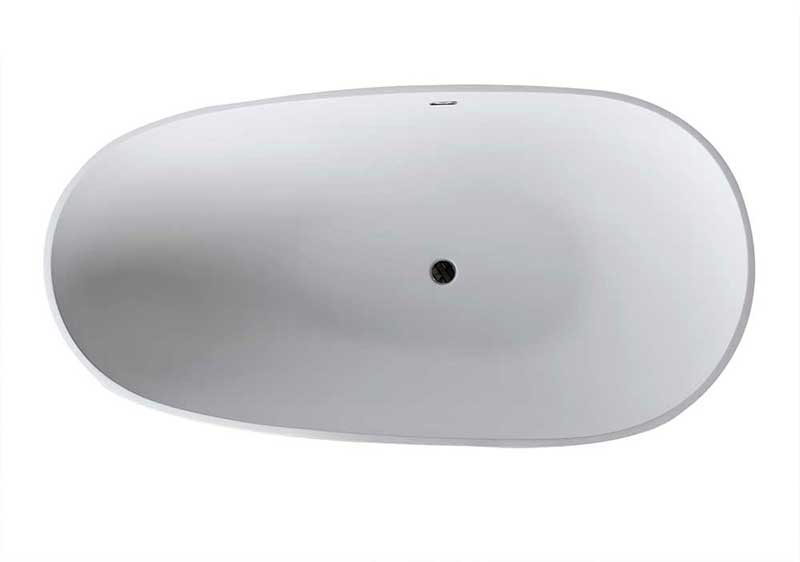 Anzzi Volo 5.9 ft. Man-Made Stone Freestanding Non-Whirlpool Bathtub in Matte White and Dawn Series Faucet in Chrome 3