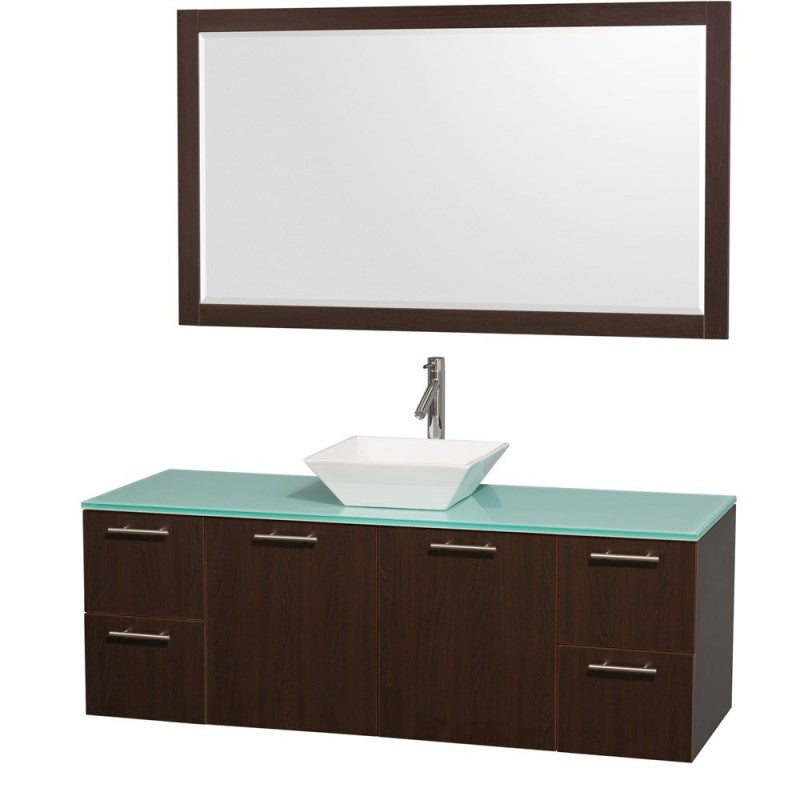 Wyndham Collection Amare 60" Wall-Mounted Single Bathroom Vanity Set with Vessel Sink - Espresso WC-R4100-60-ESP-SGL