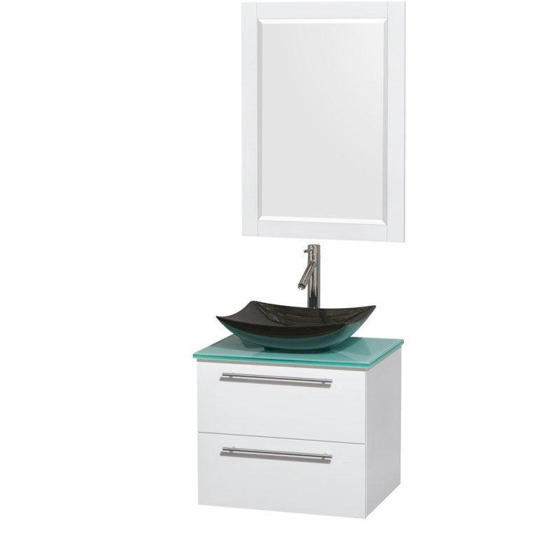 Wyndham Collection Amare 24" Wall-Mounted Bathroom Vanity Set with Vessel Sink - Glossy White WC-R4100-24-WHT 7