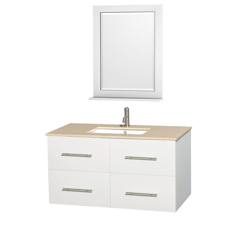 Wyndham Collection Centra 42" Single Bathroom Vanity for Undermount Sinks - Matte White WC-WHE009-42-SGL-VAN-WHT-