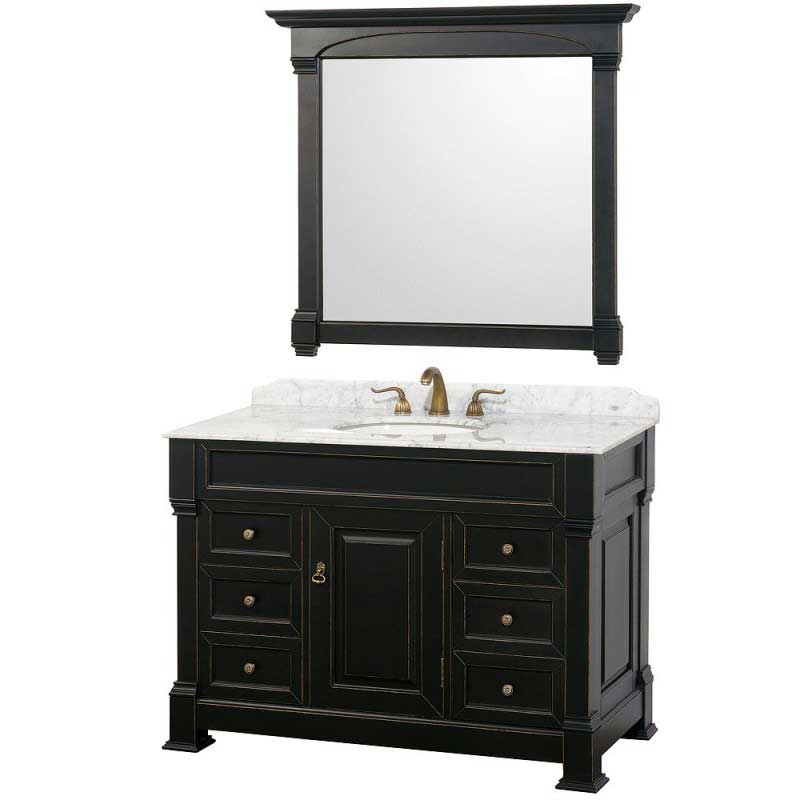 Wyndham Collection Andover 48" Traditional Bathroom Vanity Set - Black WC-TS48-BLK