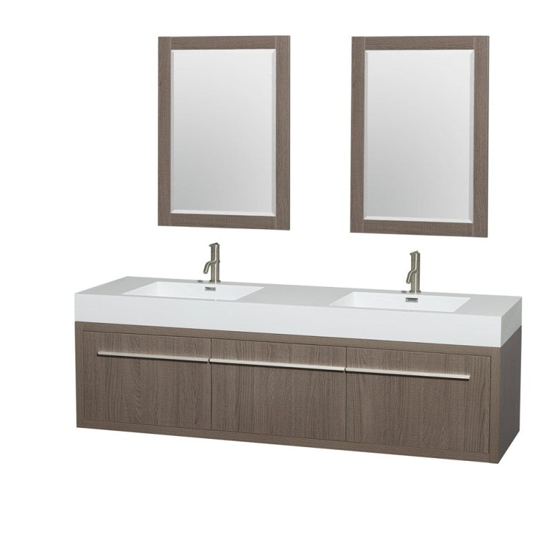 Wyndham Collection Axa 72" Wall-Mounted Bathroom Vanity Set With Integrated Sinks - Gray Oak WC-R4300-72-VAN-GRO 2