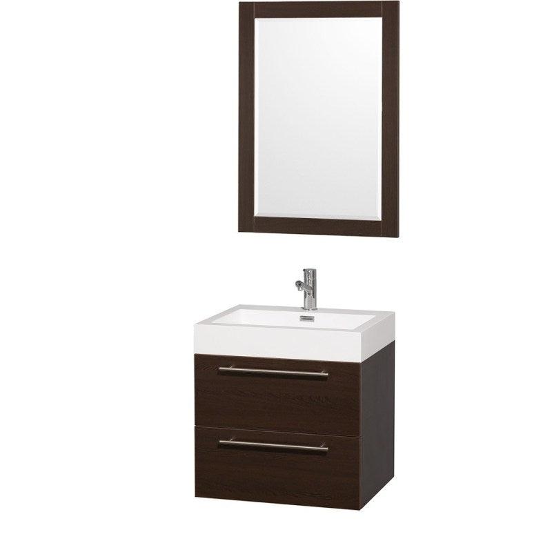 Wyndham Collection Amare 24" Wall-Mounted Bathroom Vanity Set with Integrated Sink - Espresso WC-R4100-24-VAN-ESP-
