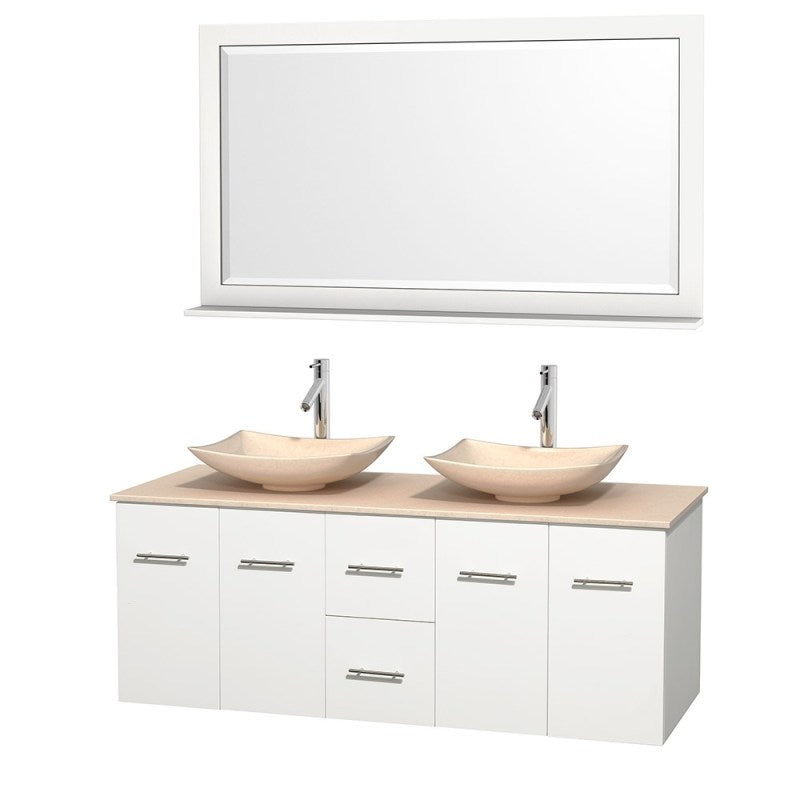 Wyndham Collection Centra 60" Double Bathroom Vanity Set for Vessel Sinks - Matte White WC-WHE009-60-DBL-VAN-WHT