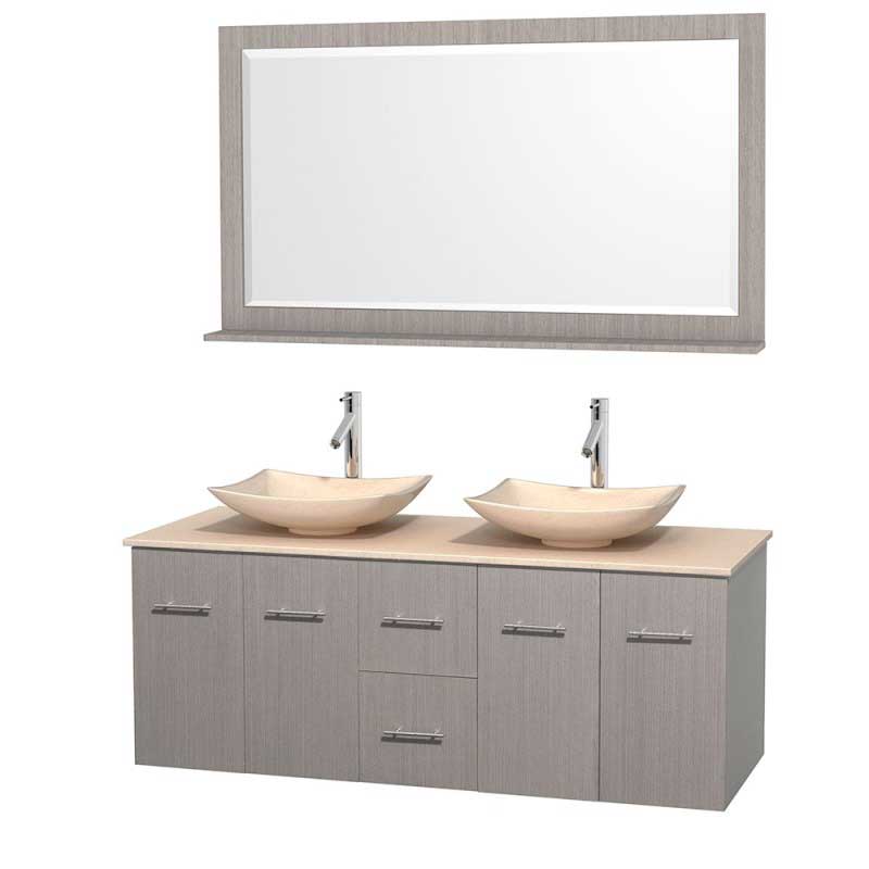 Wyndham Collection Centra 60" Double Bathroom Vanity Set for Vessel Sinks - Gray Oak WC-WHE009-60-DBL-VAN-GRO