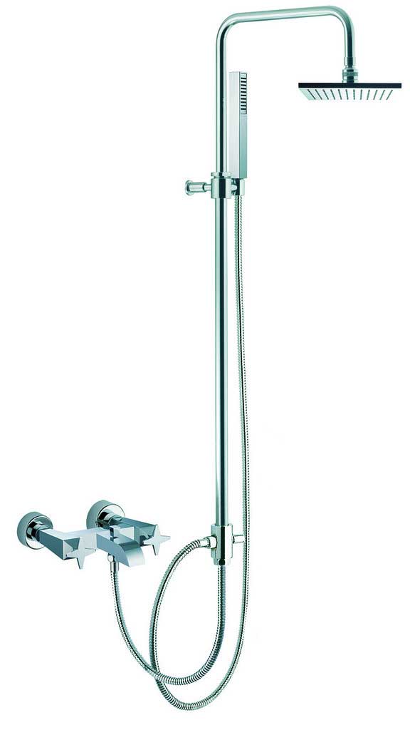 Fima by Nameeks Mp1 Wall Mount Diveter/Thermostatic Tub Shower Faucet with Rain Shower Head and Hand Shower