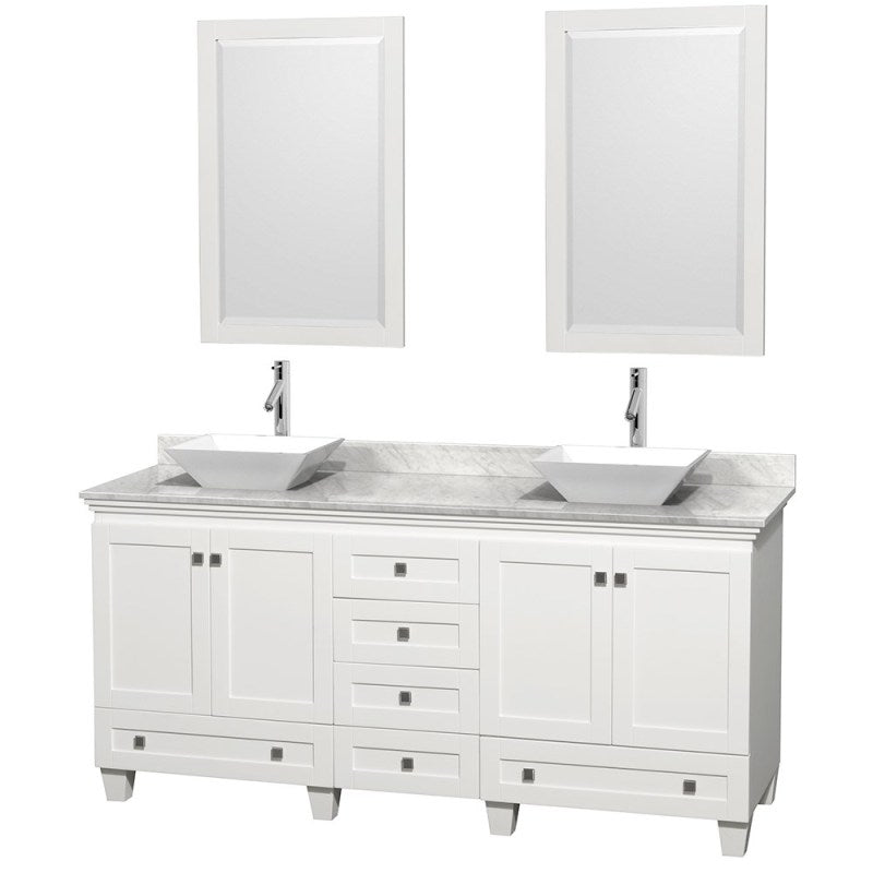 Wyndham Collection Acclaim 72" Double Bathroom Vanity for Vessel Sinks - White WC-CG8000-72-DBL-VAN-WHT 3