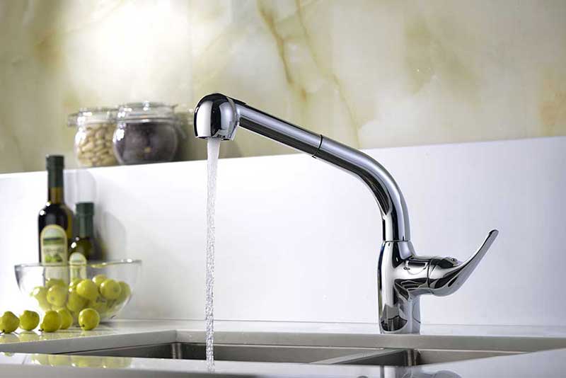 Anzzi Harbour Pull Out Single Handle Kitchen Faucet in Polished Chrome 6