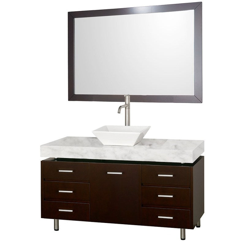 Wyndham Collection Malibu 48" Bathroom Vanity Set - Espresso Finish with White Carrera Marble Counter and Handles WC-CG3000H-48-ESP-WHTCAR 2