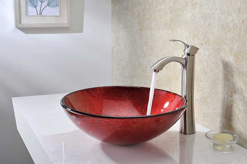 Anzzi Crown Series Deco-Glass Vessel Sink in Lustrous Red 6