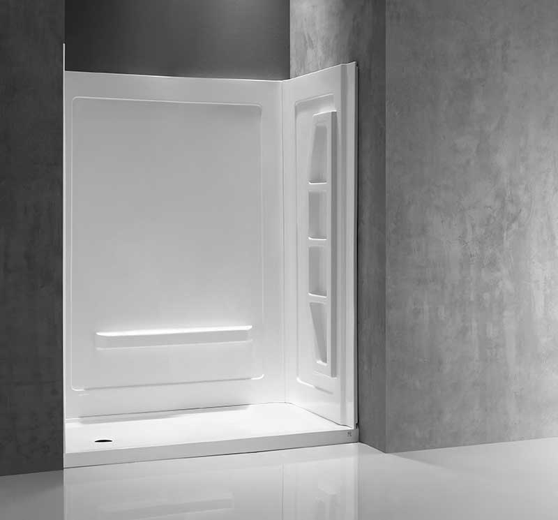 Anzzi Rose 60 in. x 36 in. x 74 in. 3-piece DIY Friendly Alcove Shower Surround in White