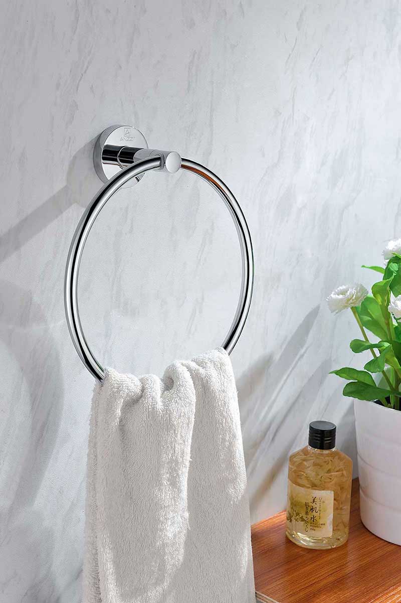 Anzzi Caster Series Towel Ring in Polished Chrome 3