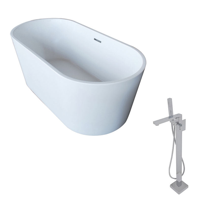 Anzzi Dover 5.6 ft. Acrylic Freestanding Non-Whirlpool Bathtub in White and Dawn Series Faucet in Chrome