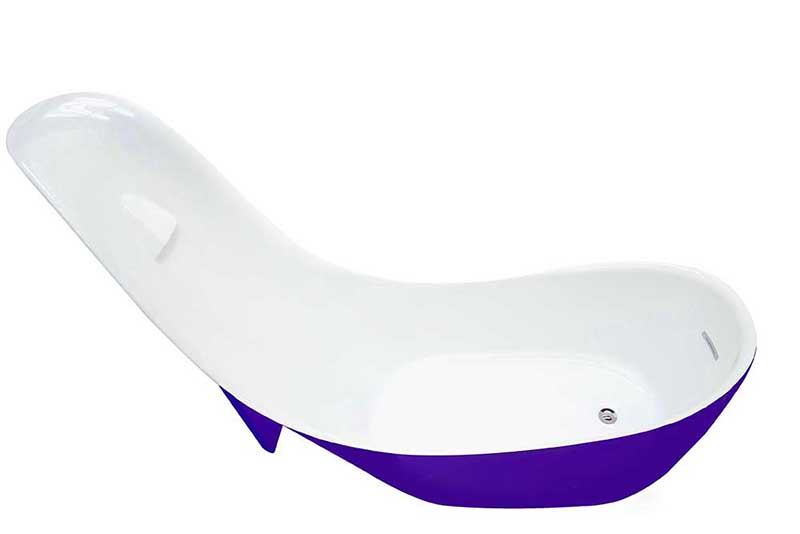 Anzzi Gala 80 in. One Piece Acrylic Freestanding Bathtub in Glossy Violet and White  5