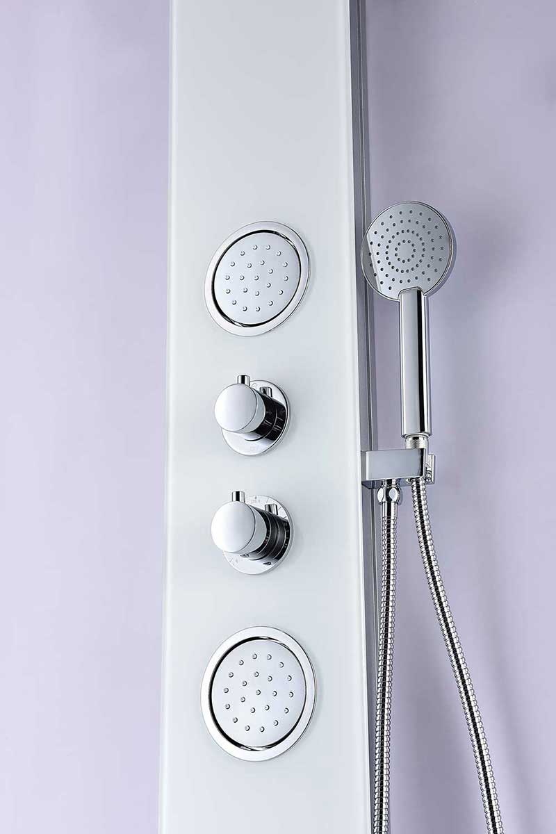Anzzi PLAINS Series 56 in. Full Body Shower Panel System with Heavy Rain Shower and Spray Wand in White 3
