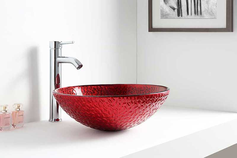 Anzzi Rhythm Series Deco-Glass Vessel Sink in Lustrous Red Finish 6