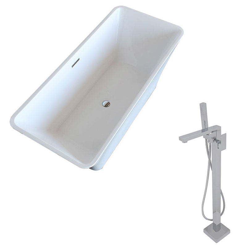 Anzzi Arden 5.5 ft. Acrylic Freestanding Non-Whirlpool Bathtub in White and Dawn Series Faucet in Chrome
