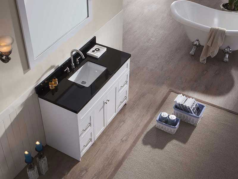 Ariel Hamlet 49" Single Sink Vanity Set with Absolute Black Granite Countertop in White 3