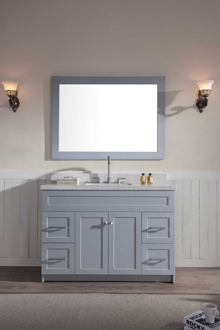 Ariel Hamlet 49" Single Sink Vanity Set with White Quartz Countertop in Grey