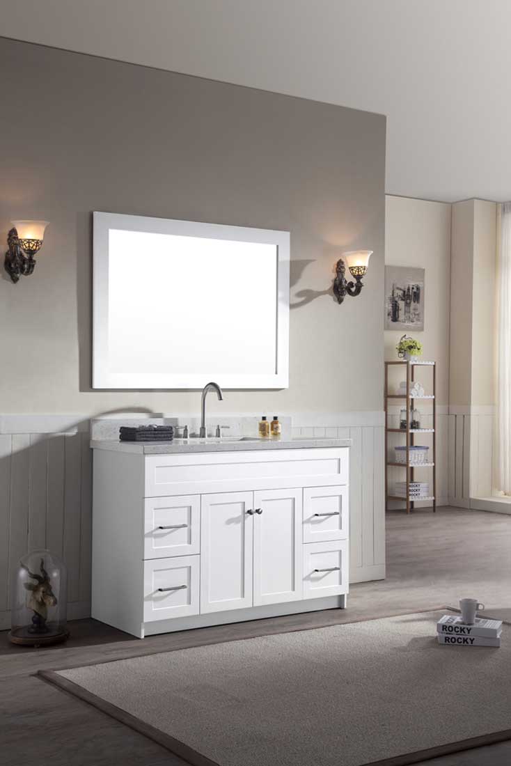 Ariel Hamlet 49" Single Sink Vanity Set with White Quartz Countertop in White 2